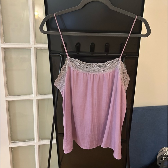 Monk & Lou Lavender Lace Trim Blouse - Picture 1 of 3